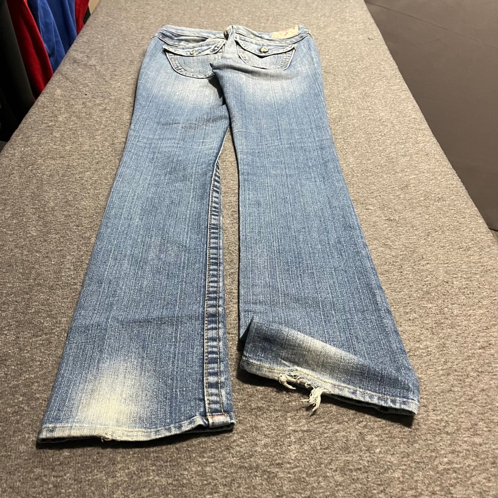 True Religion Billy Bootcut Jeans Light Wash Distressed Made in USA Size 26